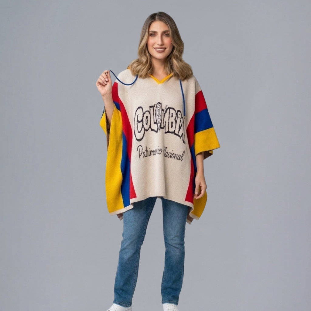 Ruana con Capucha Unisex del Mundial de la Seleccion Colombia