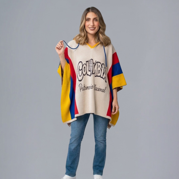 Ruana con Capucha Unisex del Mundial de la Seleccion Colombia
