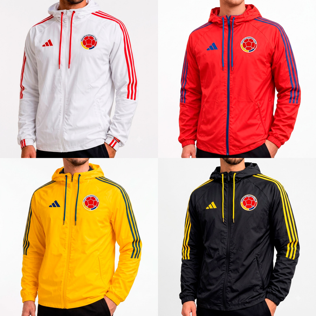 Rompevientos Impermeable con Capucha Unisex del Mundial de la Seleccion Colombia