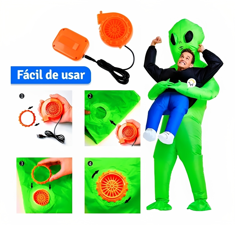 Disfraz Inflable Cosplay Alíen Traje Extraterrestre Adulto (unica)