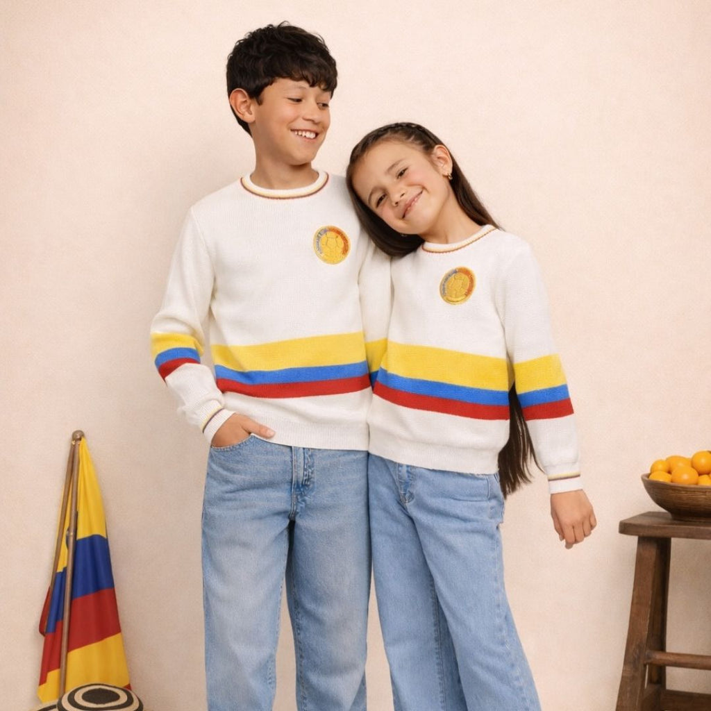 Sweater Unisex Adulto y Niños Elegante Tejido del Mundial de la Seleccion Colombia