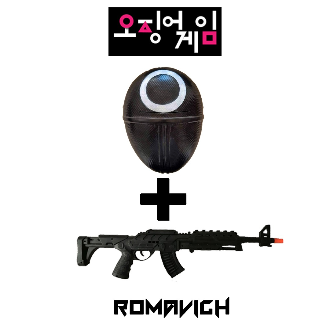 Máscara + Rifle Juguete - Disfraz Coreano Juego De Calamar