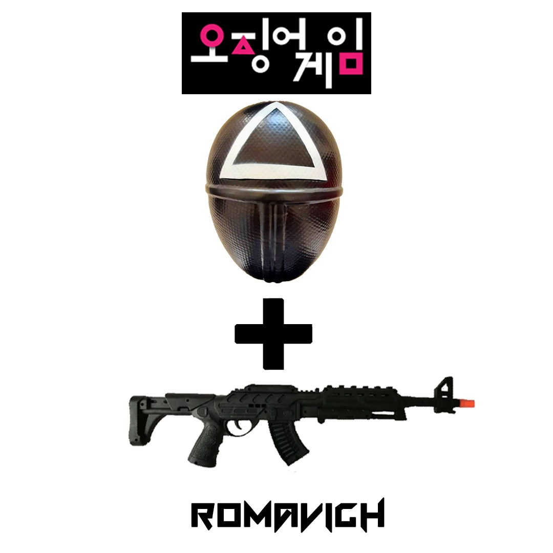 Máscara + Rifle Juguete - Disfraz Coreano Juego De Calamar