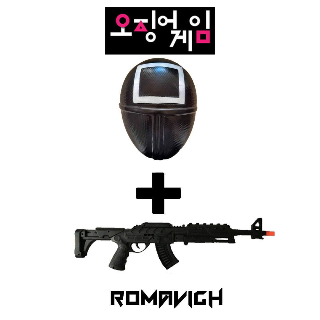 Máscara + Rifle Juguete - Disfraz Coreano Juego De Calamar