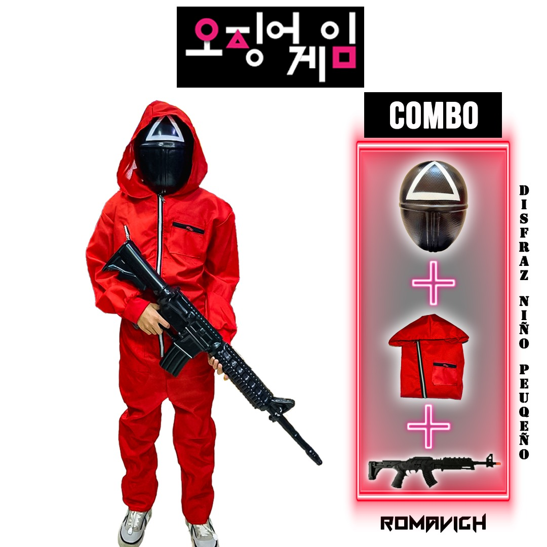Disfraz Coreano Juego De Calamar (máscara + Overol + Rifle)