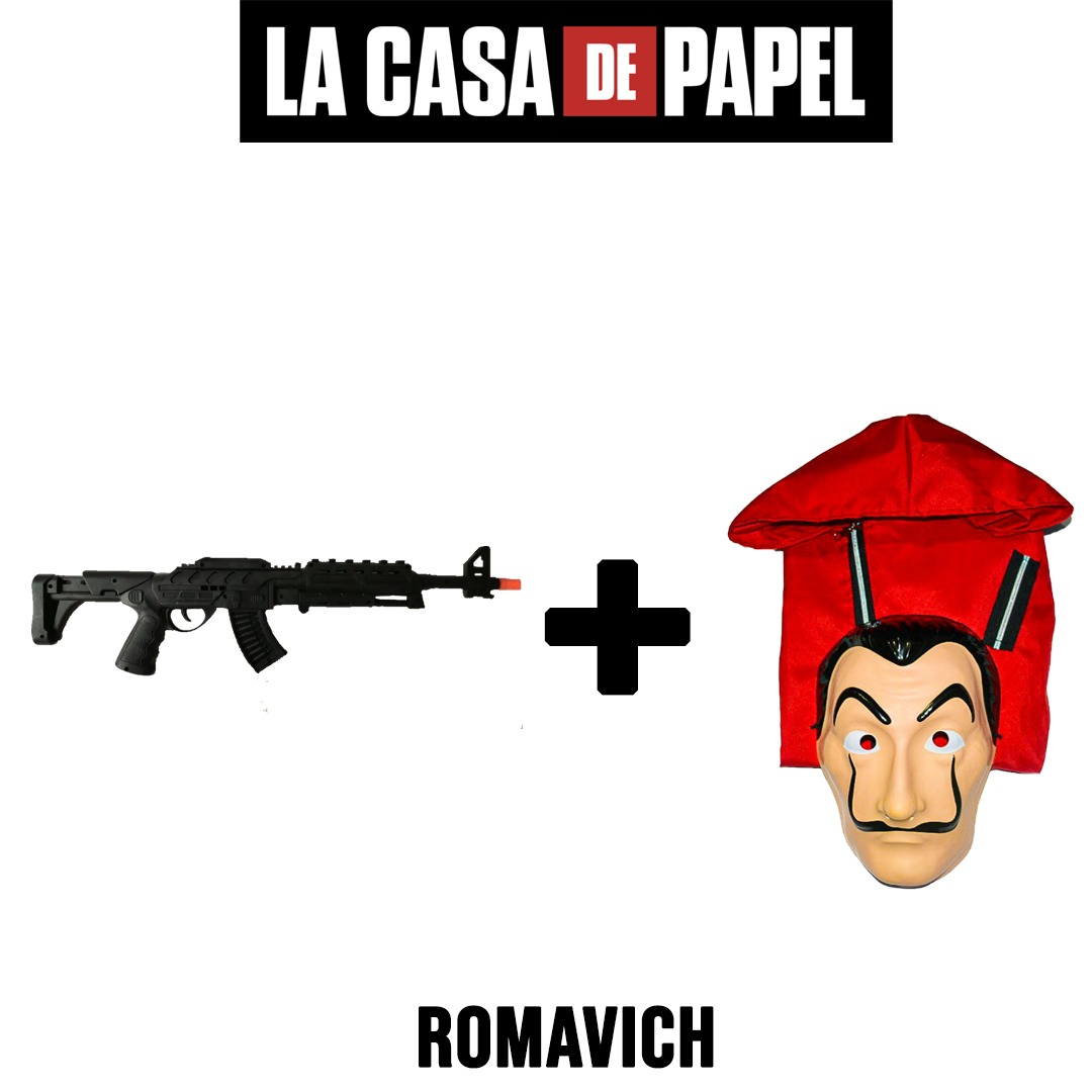 Disfraz Guardia Encapuchado Española Casa De Papel (overol + Máscara + Rifle)